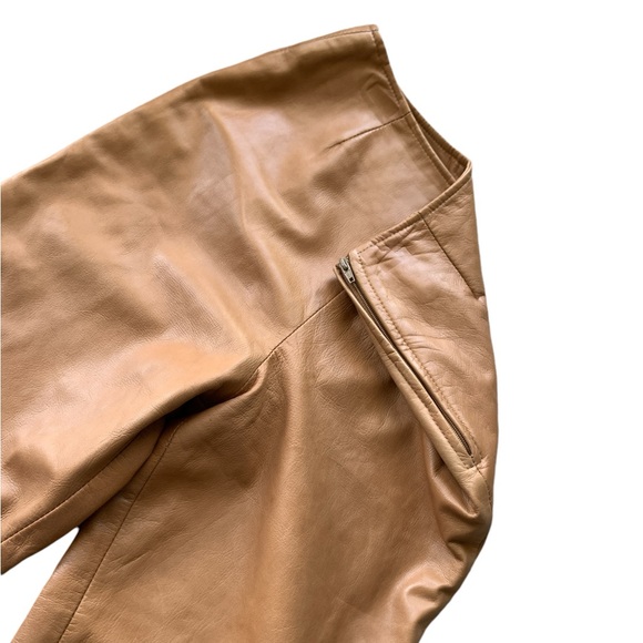 DANIER Caramel Brown Lamb Leather Pants - Picture 7 of 14